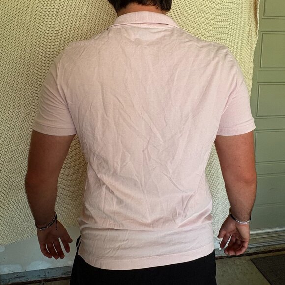 Express Men's Light Pink Cotton Polo Tee - Picture 3 of 9